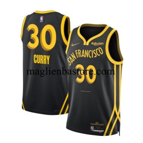 Maglia NBA Golden State Warriors Stephen Curry 30 Nike 2023-2024 City Edition Nero Swingman - Uomo